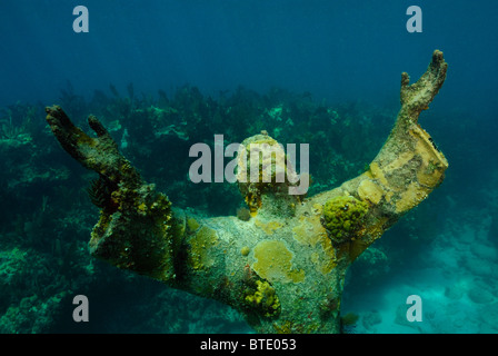 Christ of the Abyss statue off Key Largo coast, Florida, USA Stock Photo