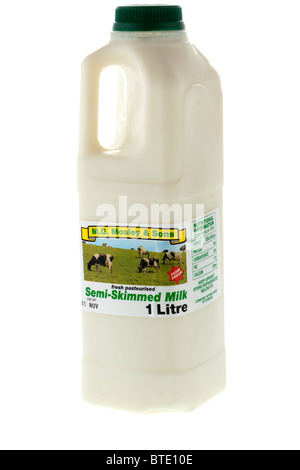 1 Litre of semi skimmed milk in a plastic container Stock Photo