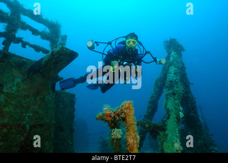 Wreck of USS Spiegel Grove off Key Largo coast, Florida, USA Stock Photo