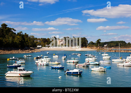 Pretty harbour at Port Manech, Finistere, Brittany, France, Europe in summer Stock Photo