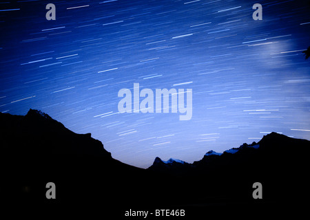Star Trails over Howse Valley, Banff National Park, Alberta, Canada
