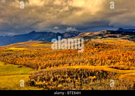 Prairies meet the Rocky Mountains, near Waterton Lakes National Park, Alberta, Canada Stock Photo