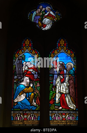 Stained Glass Windows St Mary Magdalene Church Rusper West Sussex England Stock Photo