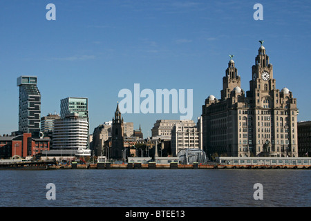 Liverpool Skyline As Seen From The River Mersey, UK Stock Photo