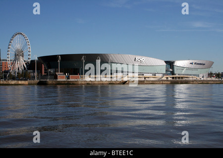 Liverpool Echo Arena And Big Wheel As Seen From The River Mersey, UK Stock Photo