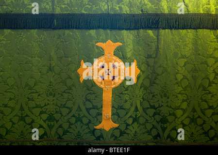 Embroidered Cross On An Alter Cloth Stock Photo