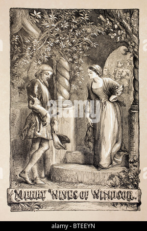 Illustration by Sir John Gilbert for The Merry Wives of Windsor, by William Shakespeare. Stock Photo