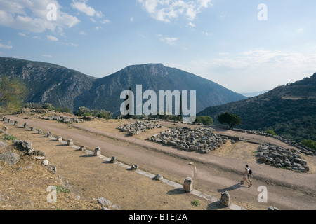 The Gymnasium, Ancient Delphi, Greece. View of the race track Stock Photo