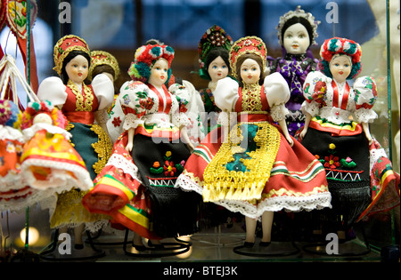 hand painted traditional dolls for sale inside Budapest's biggest market  Nagycsarnok Great Market, Hungary Stock Photo