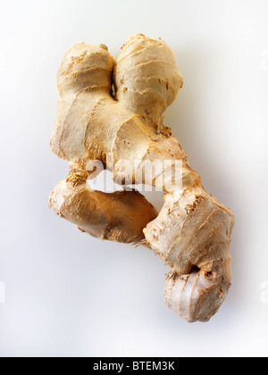 whole fresh root ginger  composed arrangement isolated against a white background Stock Photo