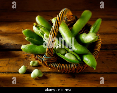 Fresh broad beans in the pod Stock Photo