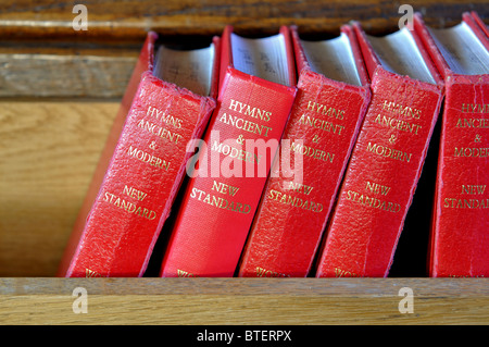 Hymn books in a church Stock Photo