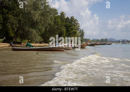 Long tail boats in Chalong bay, Phuket Thailand. Stock Photo