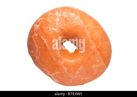 one glazed donut isolated on white background Stock Photo - Alamy
