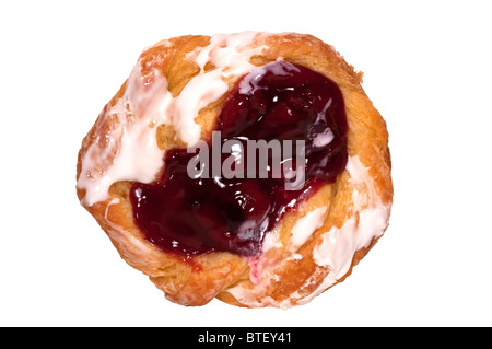Cherry danish isolated on white background with clipping path. Stock Photo