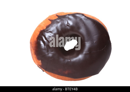 Chocolate donut isolated on white background with clipping path. Stock Photo