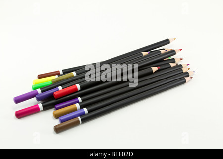 color pencils on white background. Stock Photo