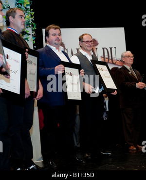 PARIS, FRANCE, Group People, Men, French Chefs, Winning Awards at Ceremony at Chocolat Trade Show, Salon du Chocolat, 'Pierre Hermé' Stock Photo