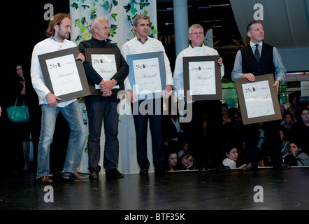 PARIS, FRANCE, French Chefs Receiving Awards at Gourmet Chocolat Trade Show, Salon du Chocolat Stock Photo