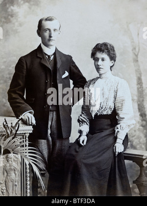 Victorian teachers John and Ann Blatchly circa 1875 formal studio portrait Stock Photo