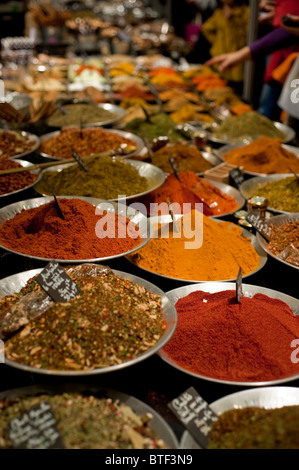 PARIS, FRANCE,  Food Trade Show, 'La Route des Indes' Colourful Spices and Herbes on Display Stock Photo