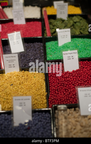 PARIS, FRANCE,  Detail, Display, Gourmet Food Trade Show, Dry Goods, Colorful Condiments on Display 'La Route des Indes' Stock Photo