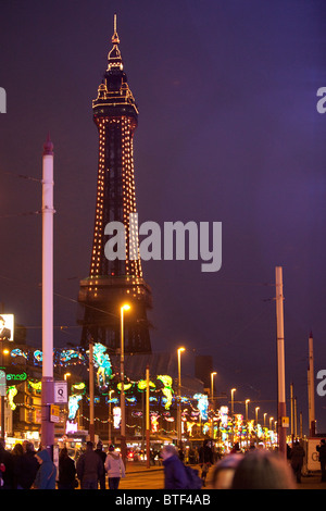 Blackpool Tower at Twilight during the illuminations Stock Photo