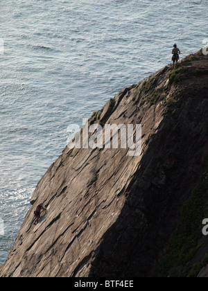 baggy point on the north devon coast - the view from the footpath to baggy point Stock Photo