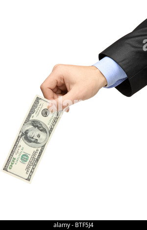 Hand holding a 100 US dollar banknote Stock Photo