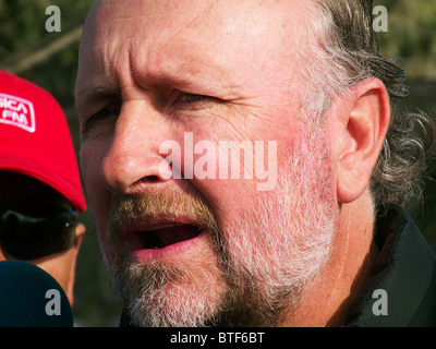 Reportage-33 Miners Chile, rescued alive on Atacama desert, San Jose Mine. Baldo Prokurica senator of Chile. Stock Photo