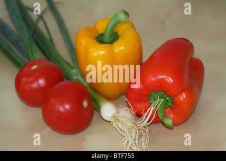 Paprika, tomato, scallion, vegetable, garden Stock Photo