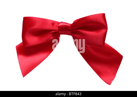 Red ribbon bow on a pure white 255/255/255 background. This pure white background means it can be rotated to suit your layout. Stock Photo
