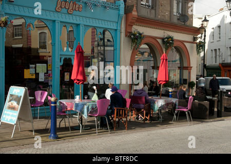 shops and market stall centre of Folkestone town kent england UK Stock Photo