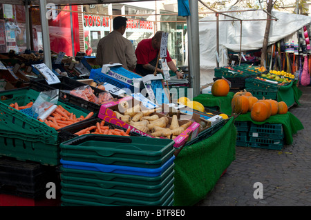 shops and market stall centre of Folkestone town kent england UK Stock Photo