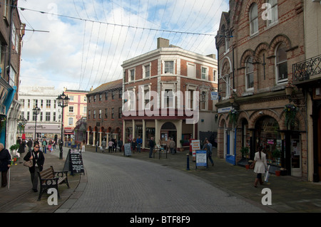 shops and market stall centre of Folkestone town kent england UK Stock Photo