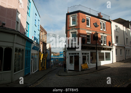 shops and market stall centre of Folkestone town kent england UK Stock Photo