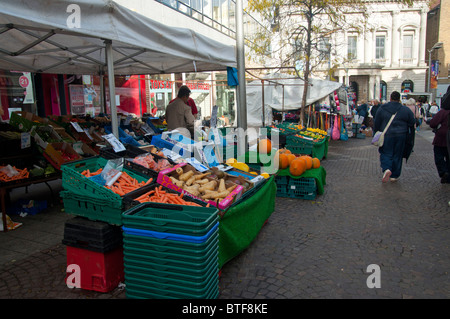 shops and market stall centre of Folkestone town kent england UK Stock Photo