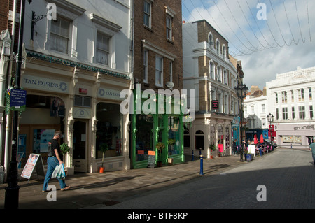 shops and market stall centre of Folkestone town kent england UK Stock Photo