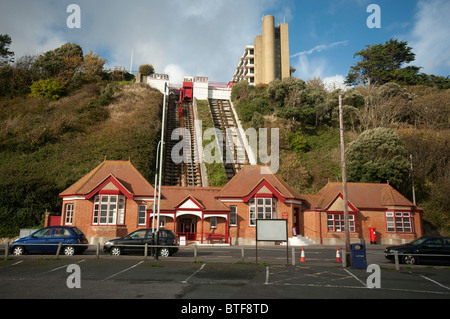 The leas cliff lift water-driven lift  balanced funicular opened in 1885 Folkestone town kent england UK Stock Photo