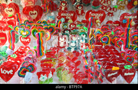 Colorful lollipops suckers displayed for sale Stock Photo