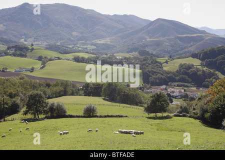 Landscape of the Pyrenees mountains, Pays Basque, France Stock Photo