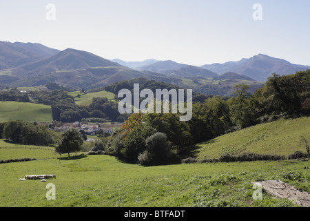 Landscape of the Pyrenees mountains, Pays Basque, France Stock Photo