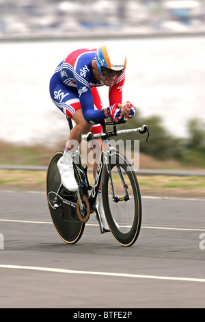 David MILLAR of Great Britain racing to 2nd place in the Elite Men's Time Trial race at the 2010 UCI Road World Championships Stock Photo