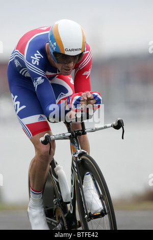 David MILLAR of Great Britain racing to 2nd place in the Elite Men's Time Trial race at the 2010 UCI Road World Championships Stock Photo