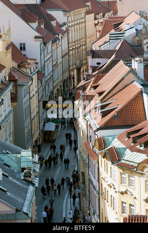 Prague street near Old Town Square seen from astronomical clock tower Stock Photo
