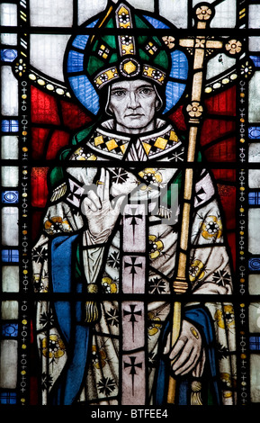 Stained glass window depicting St William of York Archbishop of York Minster from 1141 onwards Bradfield South Yorkshire U.K Stock Photo