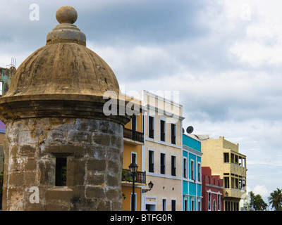 Colorful Buildings on a Street in Old San Juan, Puerto Rico Stock Photo