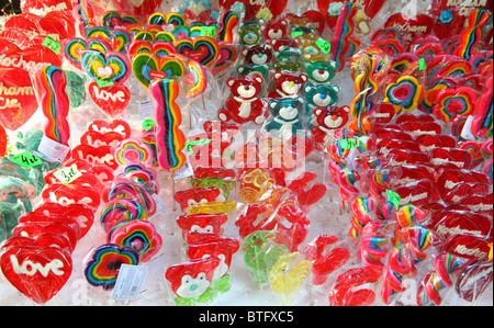Colorful lollipops suckers displayed for sale Stock Photo