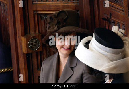 Prime Minister's wife Cherie Blair chats with Pauline Prescott at the House of Lords, Palace of Westminster, London Stock Photo