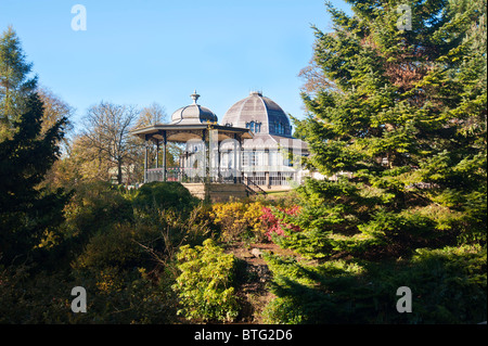 The Band Stand and Octagon, Pavilion Gardens, Buxton in the Peak District Stock Photo